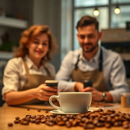 Close-up of a skilled artisan's hands gently sifting through green coffee beans, emphasizing texture and quality. No face visible.