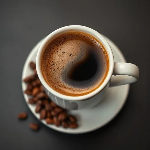 A minimalist flat lay of a brewing coffee pot and freshly ground coffee, implying a morning ritual.