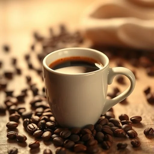 Softly blurred, warm-toned background featuring abstract bokeh lights reminiscent of a cozy coffee shop interior.