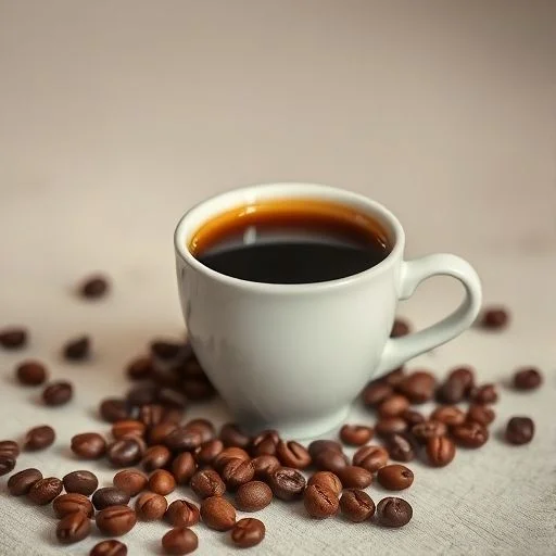 Abstract, swirling patterns of deep green leaves and rich brown coffee grounds, representing forest and earth.